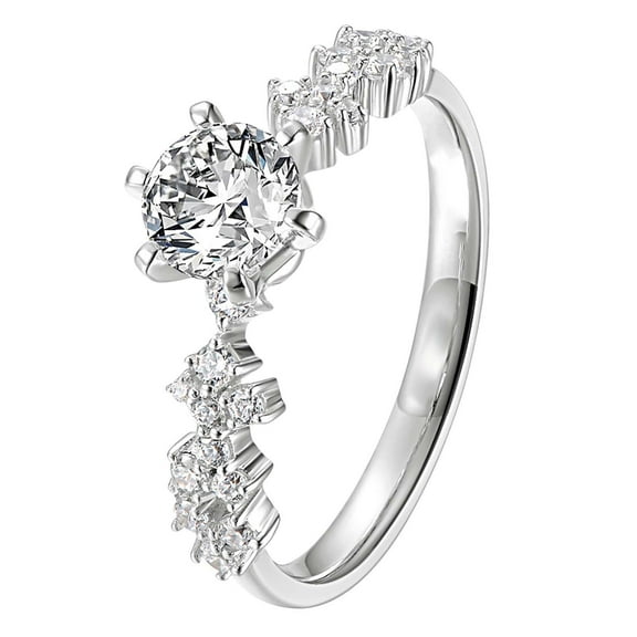 Pompotops Heart Rings for Women Inlaid Hearts And Arrows Zircon Star Dream Ring Romantic Proposal Ring Valentine's Day Gift Silver