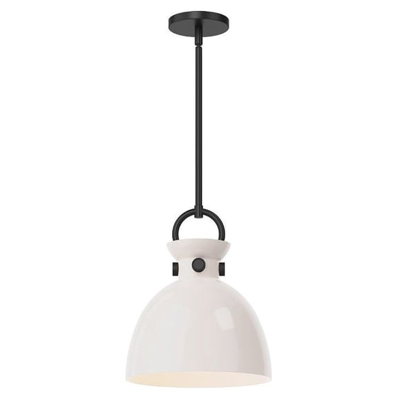 PD411811MBGO-Alora Lighting-Waldo - 1 Light Pendant with Glass-12.75 Inches Tall and 10.5 Inches Wide-Matte Black Finish-Glossy Opal Glass Color