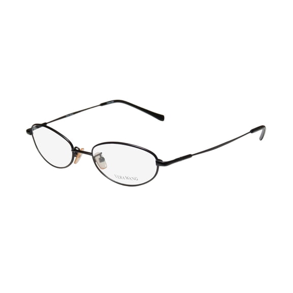 NEW VERA WANG V01 WOMENS/LADIES OVAL FULL-RIM BLACK CLASSIC SHAPE HIP MADE IN ITALY FRAME DEMO LENSES 49-17-135 EYEGLASSES/SPECTACLES