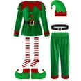thumbnail image 3 of WhouRiu Toddler Boy Outfits Christmas Elf Role Play Long Sleeve Shirt Pants xmas Holiday Party Dancewear Outfit Set,5-Piece Green,Sized 3-4, 3 of 6