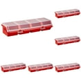thumbnail image 1 of Kjfeif 6 Pcs Screw Organizer Box with Lid 4 Compartments Tool Bin Divider Plastic Stackable Hardware Organizer Small Part Storage Sorting Screw Box for Garage Workbench Craft Storage (Red), 1 of 4