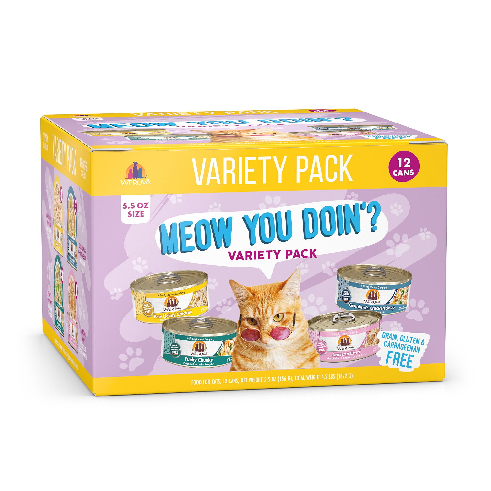 Weruva Classics Meow You Doin'? Variety Pack Wet Cat Food 5.5 oz. Count of 12