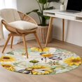 thumbnail image 5 of Sunflower Bee Large Area Rugs for Bedroom Living Room, Soft Non Slip Carpet Bedside Rug, Vintage Summer Botanical Farmhouse Round Floor Cover Kitchen Accent Rug 3' for Dining Room/Office, 5 of 9