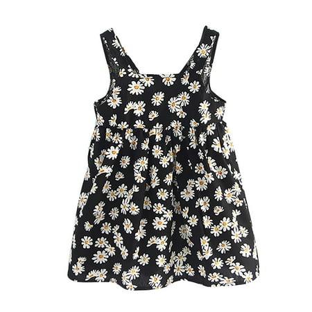 

Scyoekwg Toddler Kids Girls Dresses Clearance Summer Girls Sleeveless Suspender Dress Small Daisy Floral Children s Clothing Black 1-1.5 Years