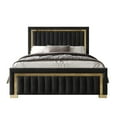 thumbnail image 3 of Home Design Olathe King Upholstered Panel Bed Frame with Channel-Tufted Headboard and Gold Acrylic Strip Accents, Black, Easy Assembly, 3 of 11