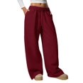 thumbnail image 1 of Pantalones Deportivos de Pierna para Mujer, Cintura Alta, Holgados, con Cordón Interior y Pierna Recta. Rojo M, 1 of 10