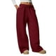 thumbnail image 1 of Pantalones Deportivos de Pierna para Mujer, Cintura Alta, Holgados, con Cordón Interior y Pierna Recta. Rojo M, 1 of 10