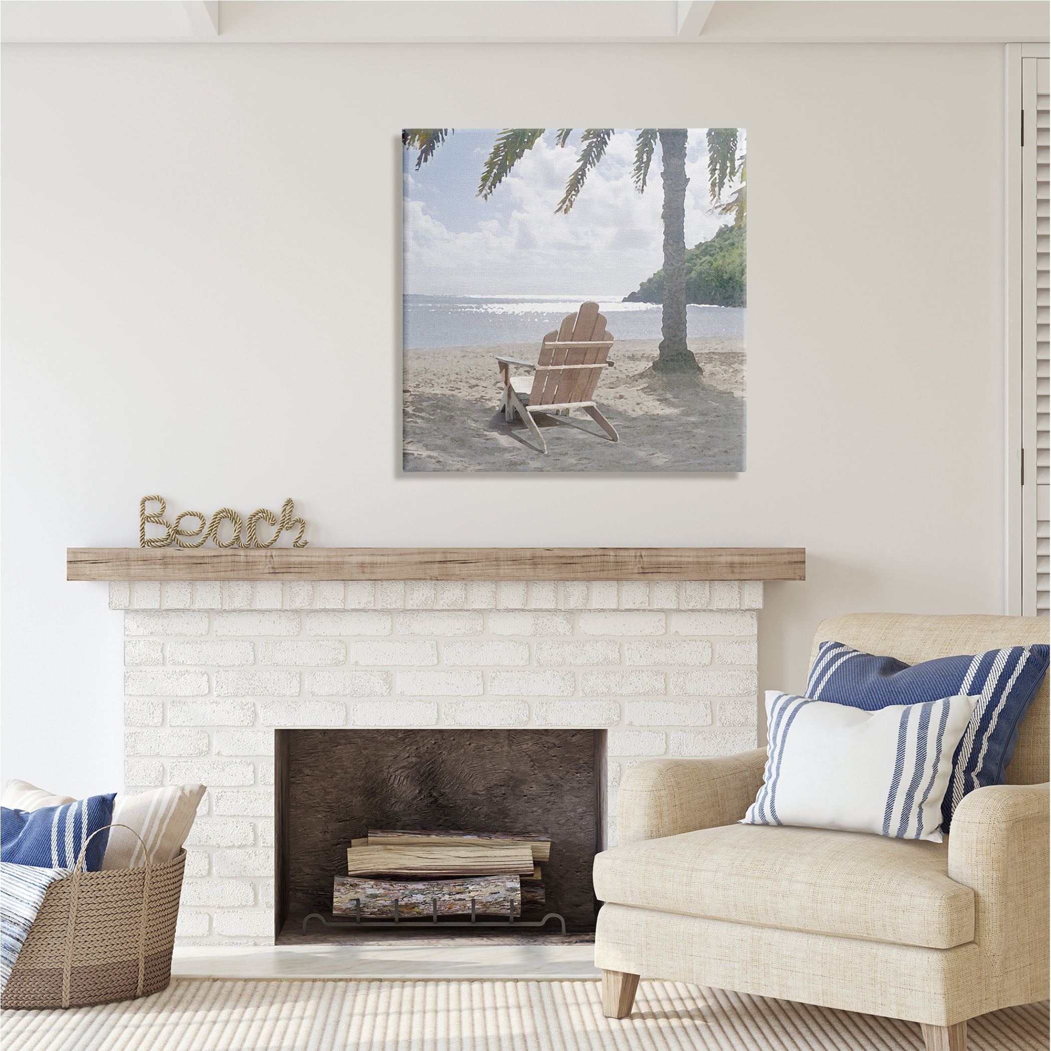 Stupell Industries Tropical Beach Shoreline Nature Painting Gallery Wrapped Canvas Print Wall Art, 30 x 30