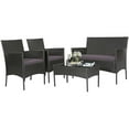 thumbnail image 2 of Costway Ensemble de Mobilier de Patio en Rotin 4 Pcs Canapé Coussiné Table Basse Cour Arrière Gris, 2 of 10