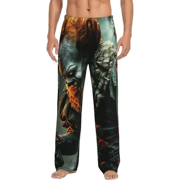 It Pennywise Horror Pajama Pants for Men, Super Soft All over Print Lounge Pants Sleepwear Bottom with Pockets Drawstring