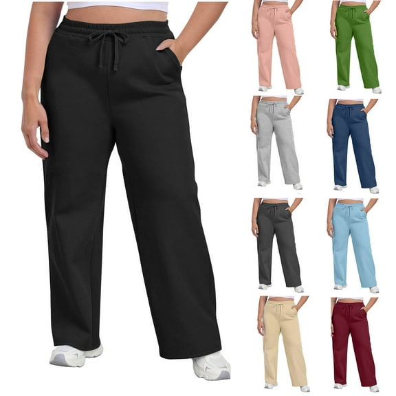 Zorckvet Women's Plus Size Sweatpants, Wide Leg Joggers, Elastic Waist, Baggy Athletic Pants with Pockets, Trendy Fashion