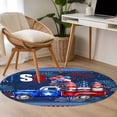 thumbnail image 4 of Round Area Rugs Collection 4 Ft, Red Blue 4th of July Non-Slip Residential Carpet, Independence Day Stars Gnomes Indoor Crawling Mats Runner Rugs for Living Room/Dining Room/Bedroom, 4 of 8
