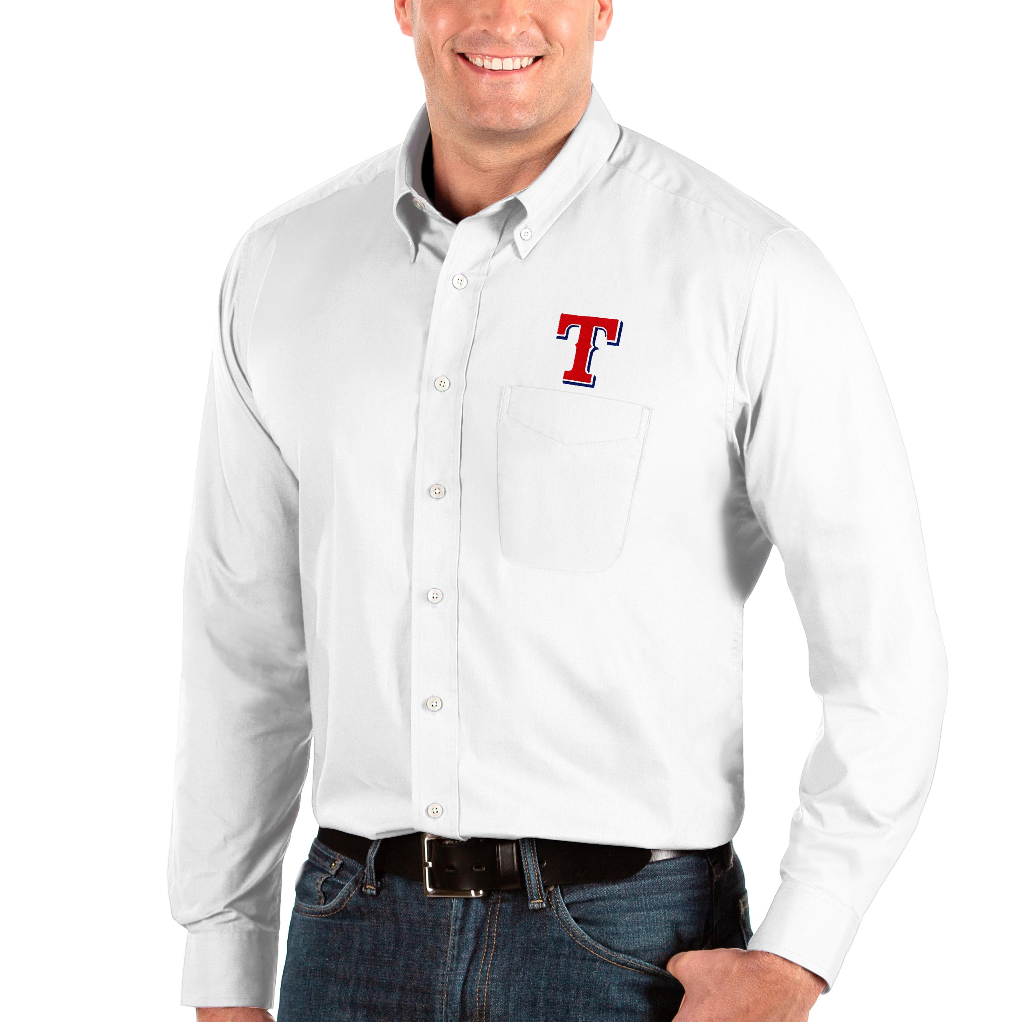 texas rangers button down shirt