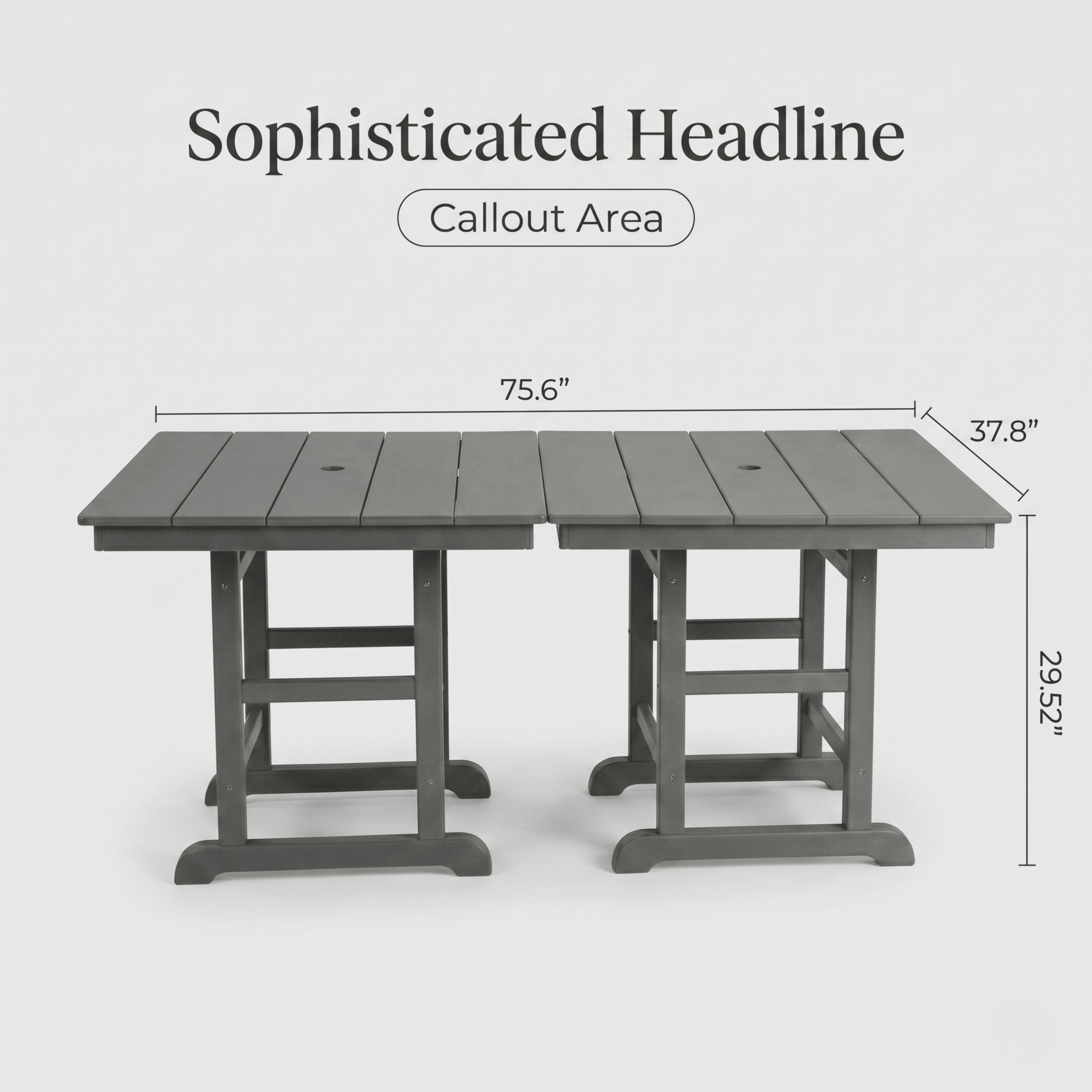 Outdoor Folding Dining Table, 37.8 Inch Square Table for Garden Backyard Patio, Gray