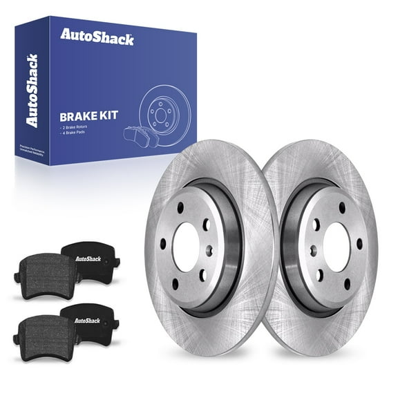 AutoShack 11.81" (299.9 mm) Rear Solid Brake Rotors   Ceramic Brake Pads | Replacement for 2016 Audi Q5 2010 Audi A5 Quattro | 6-PC Brake Kit