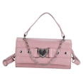 thumbnail image 3 of Bolso bandolera de piel sintética con hebilla magnética y cadena rosa para citas y compras, 3 of 8