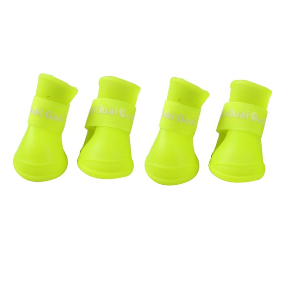 4x lindo perro mascota botas impermeables zapatos de lluvia de goma protectora amarillo S Likrtyny Para estrenar