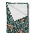 thumbnail image 2 of Feather Soft Flannel Fleece Throw Blanket, Modern Display Flying Quills Birds Animals Wildlife Jungle Print, Cozy Plush for Indoor and Outdoor Use, 60" x 80", Black Scarlet Cream, by Ambesonne, 2 of 5