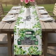 thumbnail image 4 of St. Patrick's Day Table Runner - 70 Inch Long Green Truck Clovers Floral Butterfly Wood Cotton and Linen Blended Dress Scarves Farmhouse Table Runner for Kitchen Dining, Coffee Table, 13" x 70", 4 of 8