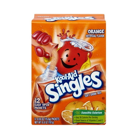 Kool Aid Singles Orange 12 Ct Soft Drink Mix 6.6 Oz Box