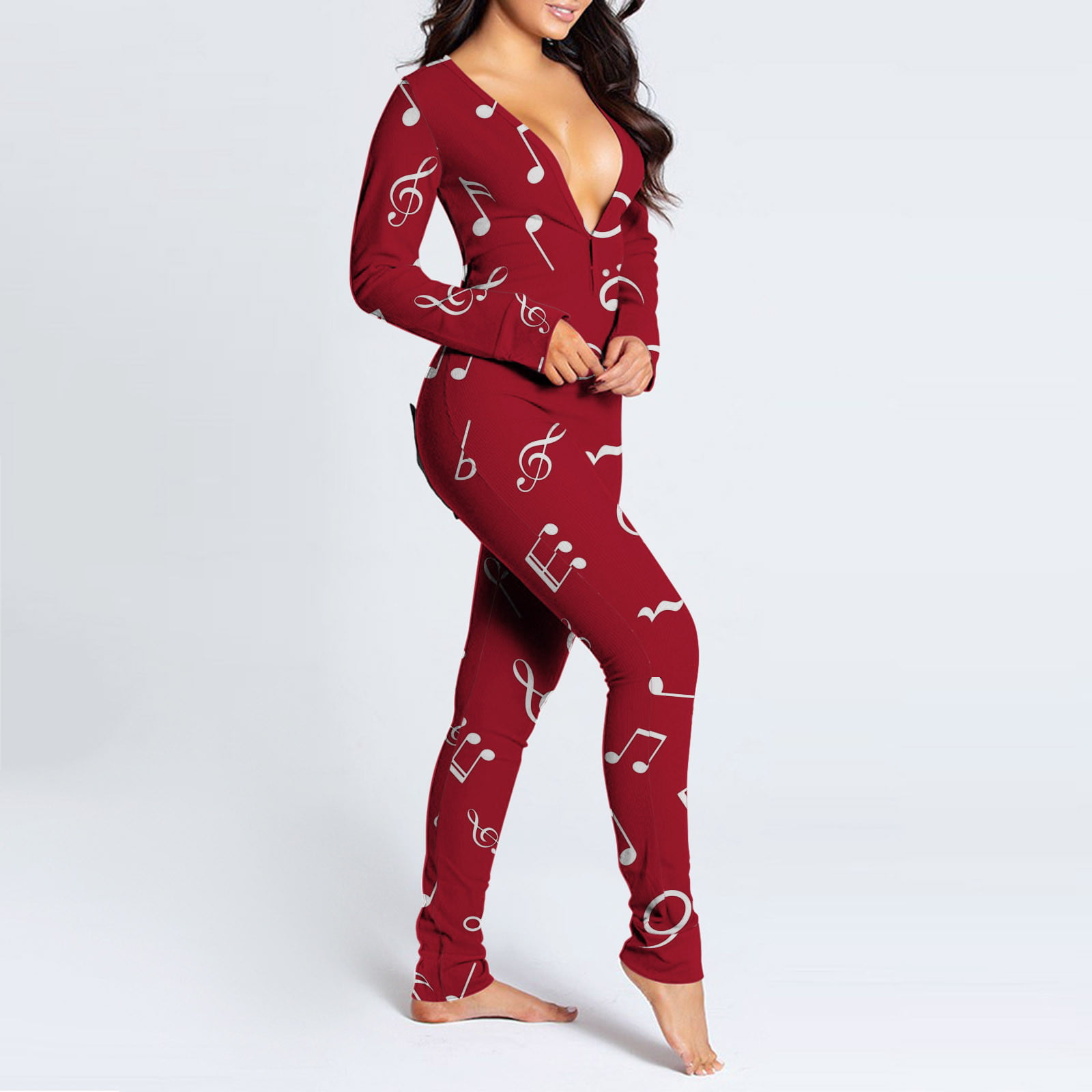 verhaal halen Koppeling PEONAVET Womens Onesie Pajamas Jumpsuits Adult One Piece Sexy Sleepwear  Button Bodysuit Underwear Set Long Sleeve Pajamas for Christmas Party  Holiday - Walmart.com