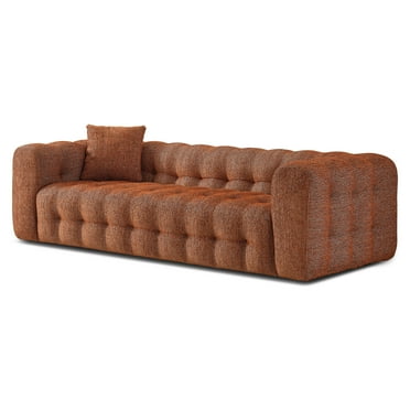 Marsi Luxry Modern Chesterfield Orange French Boucle Fabric Couch