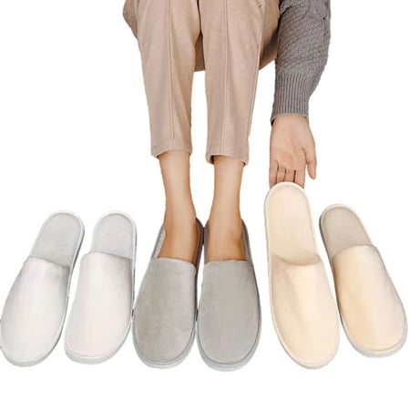 

KYAIGUO 4PCS Spa Slippers Home Slippers Disposable Indoor Hotel Slippers Fluffy Coral Fleece Comfortable Padded Sole