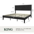 thumbnail image 5 of Sifurni King Bed Frame Upholstered Platform Bed with Adjustable Headboard, No Box Spring Needed, Black, 5 of 9