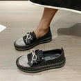 thumbnail image 4 of hopeusnice Women's Rhinestone Shoes Glitter Bowknot Slip On Flat Loafers Breathable Comfortable Sneakers Walking Shoes Flats Black 43, 4 of 7
