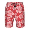 thumbnail image 4 of Disketp Men'S Swim Trunks Hawaiian Breathable Surf Beach Swimsuits Mesh Lining Beach Shorts With Pockets-Red Hibiscus Flower, 4 of 9