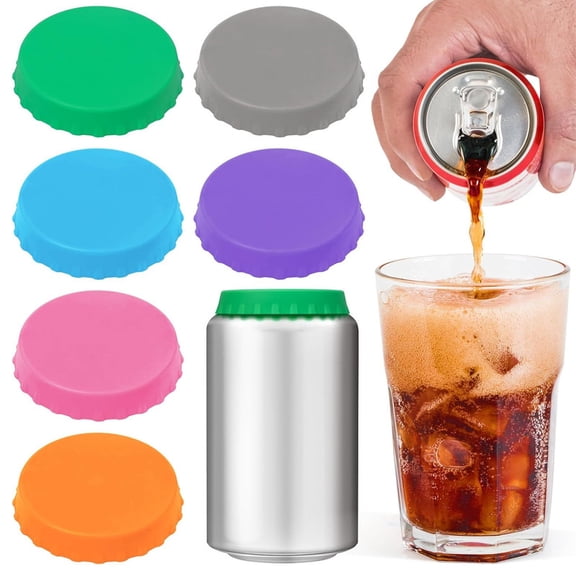 HOMEIORA 6 Pack Silicone Soda Can Cover Lids, Reusable Soda Can Lids Beer Can Covers Pop Can Covers, BPA Free Silicone Can Cover, Stopper and Protector, Fits Standard Cans