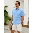 thumbnail image 3 of sogami Men's Breathable Linen Beach Shirt Short Sleeve Button Up Casual Shirt For Summer, 3 of 9