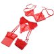 thumbnail image 4 of Conjunto de lencería de encaje para mujer, 4 Uds., sujetador abierto con tirantes, bragas sexis con liga, conjunto de sujetador de realce, ropa interior erótica transparente, medias de red, 4 of 5