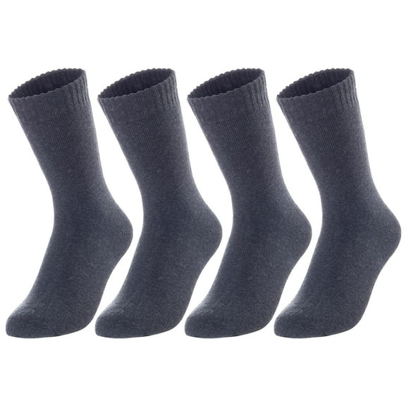 Lovely Annie Unisex Children's 4 Pairs Wool Blend Crew Socks LK0601 Size 9Y-11Y (Dark Grey)