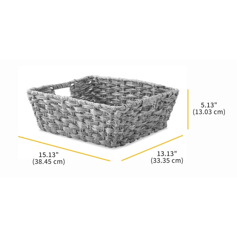 Whitmor Gray Wash Rattique Shelf Tote with Built-In Handles