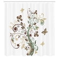thumbnail image 2 of Ambesonne Floral Shower Curtain, Tree Swirly Branches Flowers, 69"Wx70"L, Brown Camel, 2 of 4