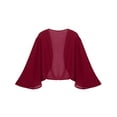 thumbnail image 4 of Alvivi Womens Chiffon 3/4 Sleeve Cardigan Capes Bolero Shrug Wedding Party Bridal Dress Cover Ups Burgundy XXL, 4 of 5