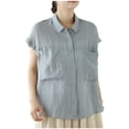 thumbnail image 1 of Tops Y Blusas de Manga 3/4 de Mujer, Camisas de Cuello Redondo con Botones de Moda Casual para Toda la Temporada Y el Uso de la Fiesta, 1 of 4
