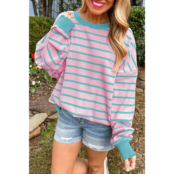 Ushdele Flirty Pink Stripes - Easy Fit Sweater, Your Style Staple!