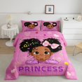thumbnail image 2 of spefrowx Kawaii Black Princess Girl Queen Comforter Set for Kids, Pink Glitter Heart Bow Comforter Sets Queen, Pink Reversible, 3-Piece, 1 Comforter and 2 Pillowcases, 2 of 6