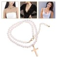 thumbnail image 5 of Pearl Necklace Women Cross Pendant Necklace for Decoration 5Pcs, 5 of 5