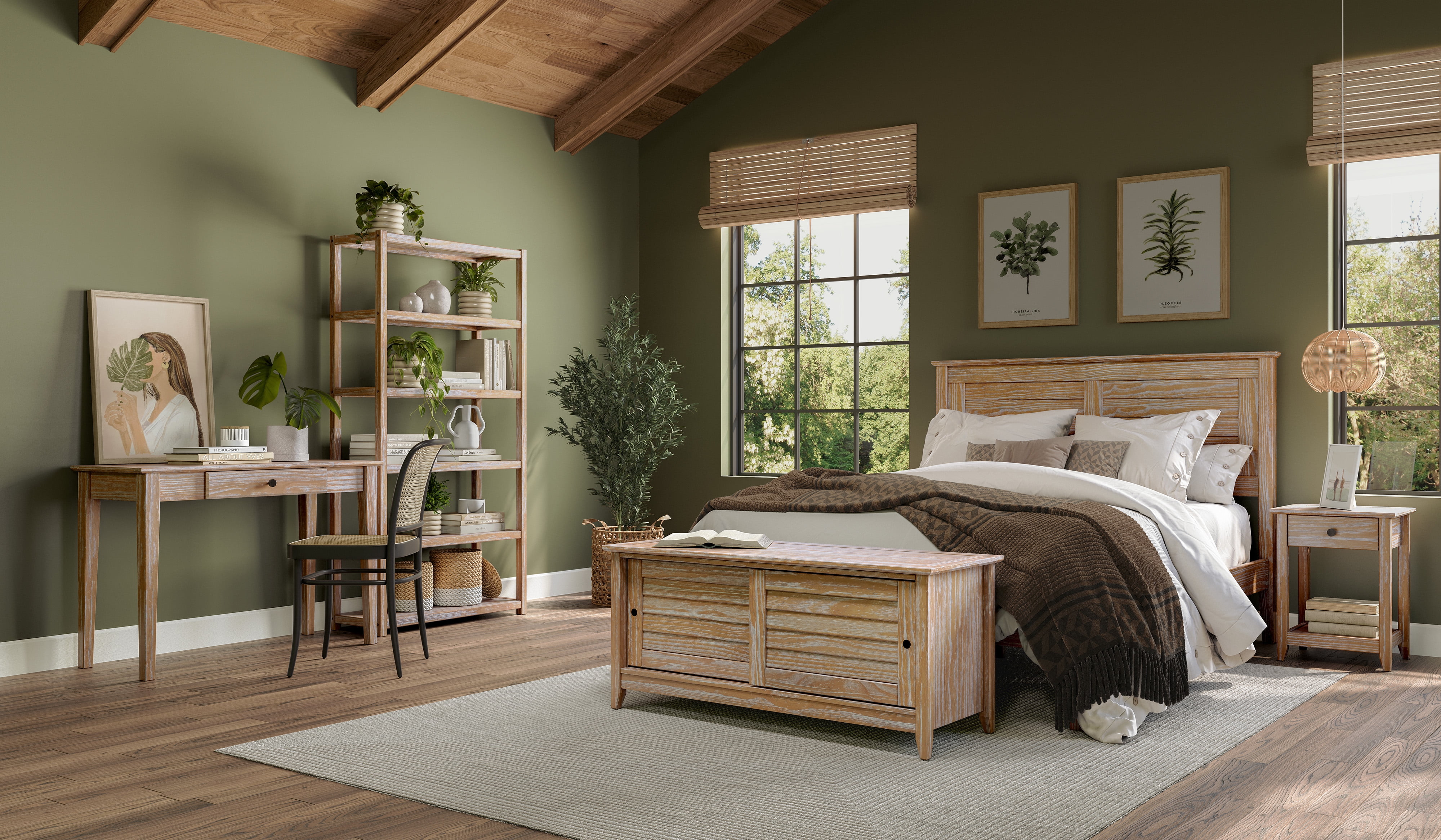 Greenport 72" Bookcase, Solid Wood with a Brushed Driftwood Finish