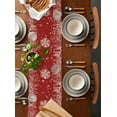 thumbnail image 5 of Table Runner Dresser Scarves Merry Christmas Snowflake Texture Cotton Linen Burlap Table Cover White Leaves Pine Cone on Red Table Runners for Family Kitchen Dining Holiday Party Banquet Decor, 5 of 5
