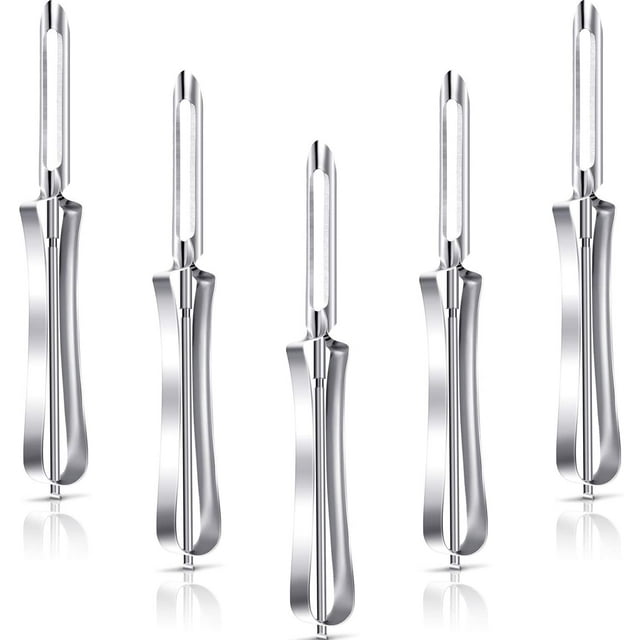 Pelador de acero inoxidable para cocina, pelador de frutas y verduras, herramienta para pelar patatas y zanahorias, 5 uds.