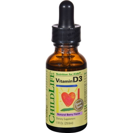 Childlife Vitamin D3 Liquid Glass Bottle, Berry Flavor, 1 Oz