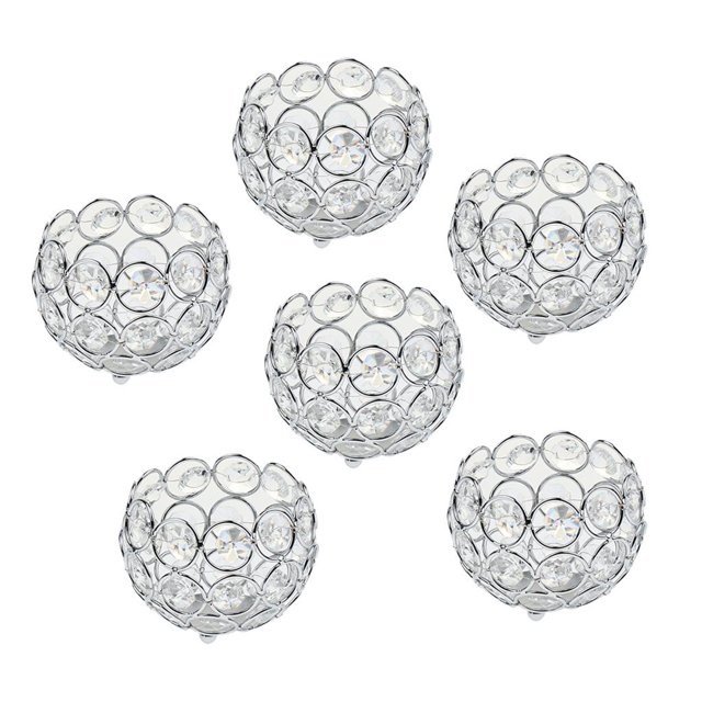 6 piezas de candelieres votivos con luz de té, candeliere de de cristal plateado / dorado, de , decoración de oficina en c Soledad Candelabro de vela votiva de cristal