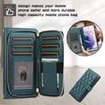 thumbnail image 4 of Crossbody Wallet Case for Samsung Galaxy S21 Plus Chain Lanyard & Wrist Hand Strap Case with Card Slots Zipper Pocket Kickstand, Premium PU Leather Magnetic Clasp Shockproof Flip Cover, Darkgreen, 4 of 9