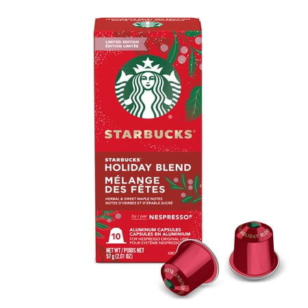 Starbucks Holiday Blend Medium Roast, For Nespresso Original Coffee Capsules, 10 Count Box