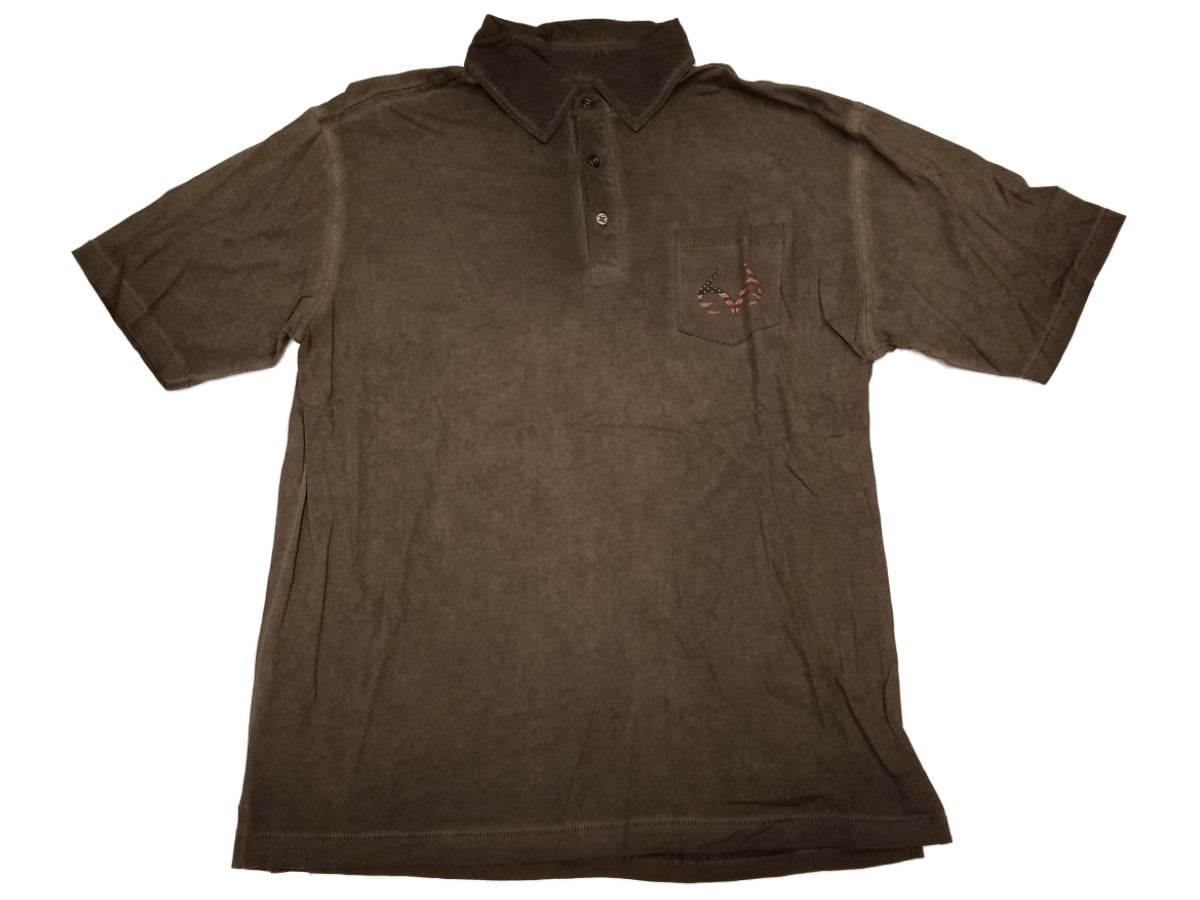 Realtree Camouflage Distressed Gray 3 Button Golf Polo TShirt Front