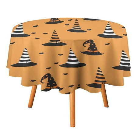 

JINGDS Mini Witch Hats Paw Prints-982 Round Table Cloth Halloween Tablecloth Thanksgiving Day Table Cloth Round Cover Circle Tablecloth for Halloween Thanksgiving Fall Party